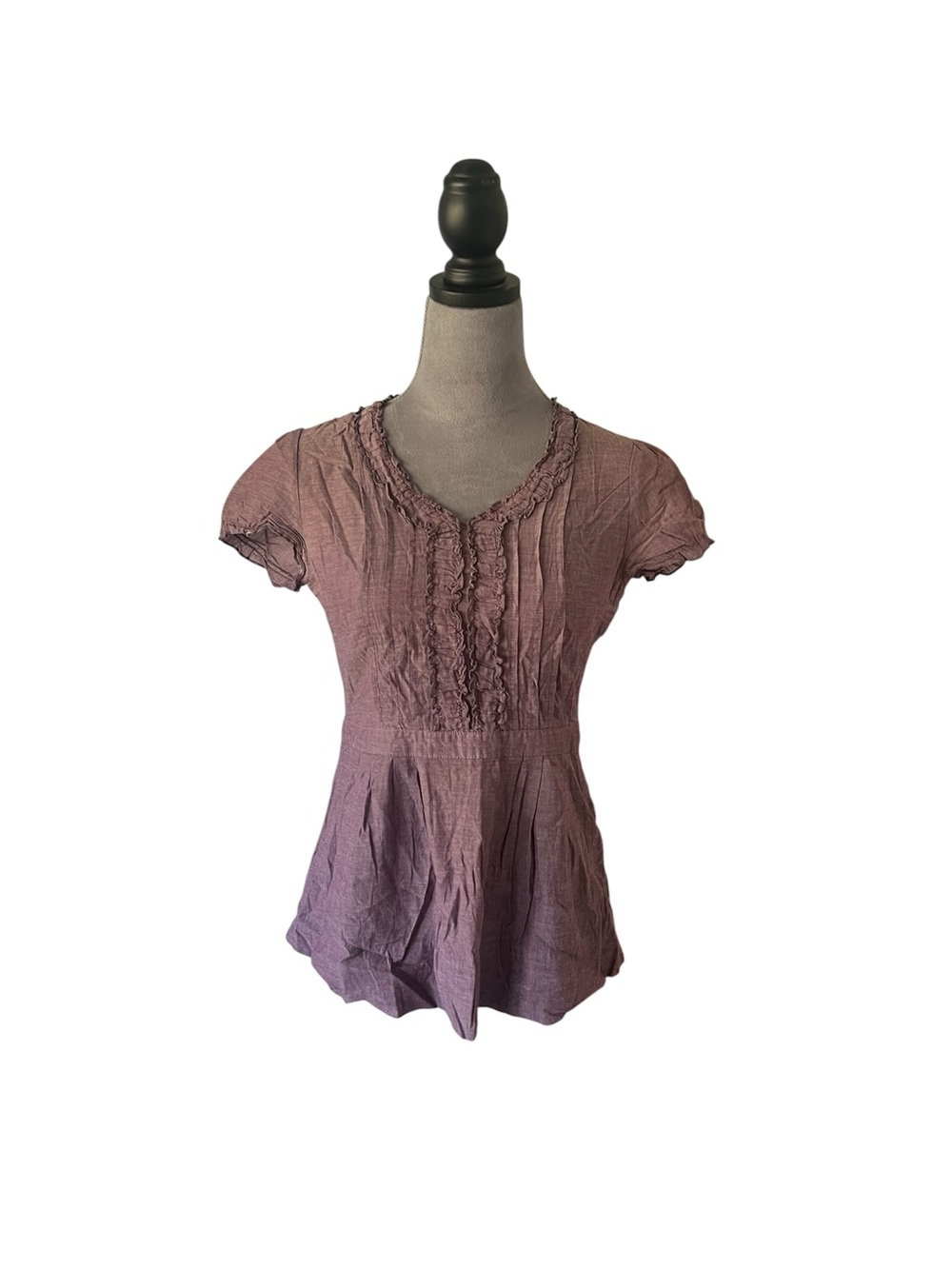Merona Mauve Short-Sleeve Ruffle Peplum Top
